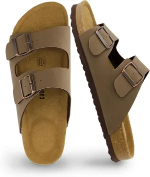 CUSHIONAIRE Men's Lane Cork Footbed Sandal with  Comfort, Arch Support, Adjustable Straps - Comfortable Slide Sandals for Walking, Casual Summer Footwear