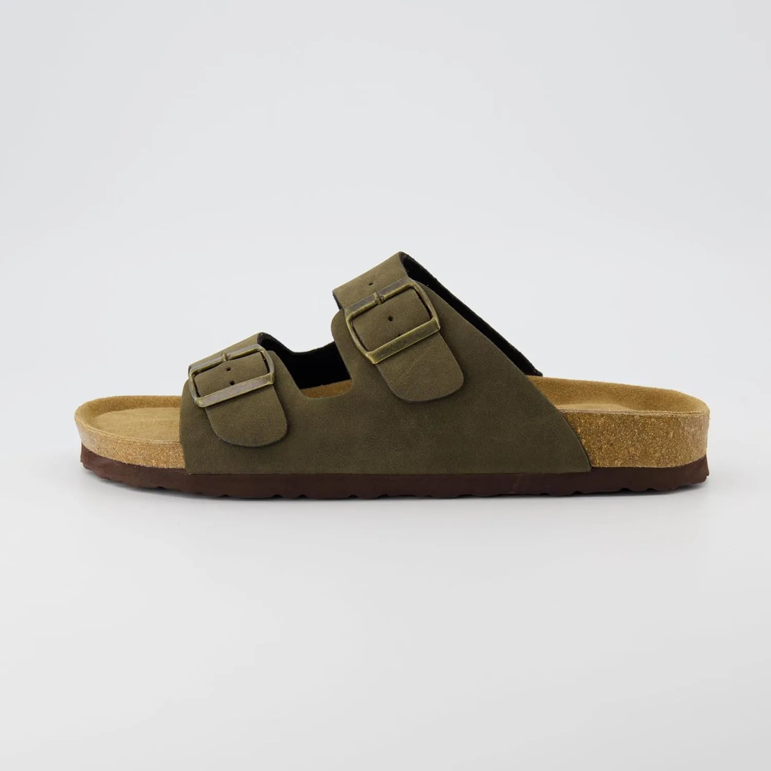 CUSHIONAIRE Men's Lane Cork Footbed Sandal with  Comfort, Arch Support, Adjustable Straps - Comfortable Slide Sandals for Walking, Casual Summer Footwear