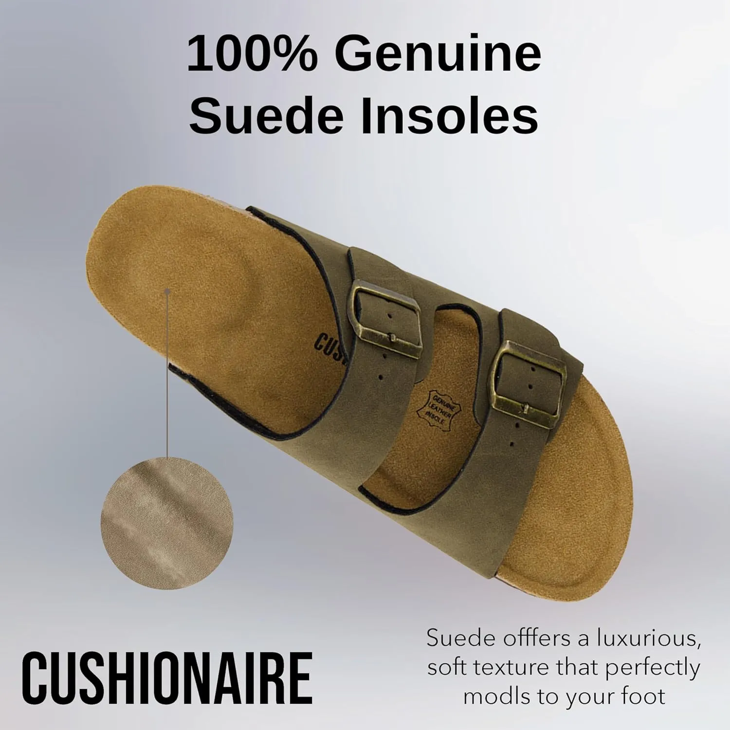CUSHIONAIRE Men's Lane Cork Footbed Sandal with  Comfort, Arch Support, Adjustable Straps - Comfortable Slide Sandals for Walking, Casual Summer Footwear
