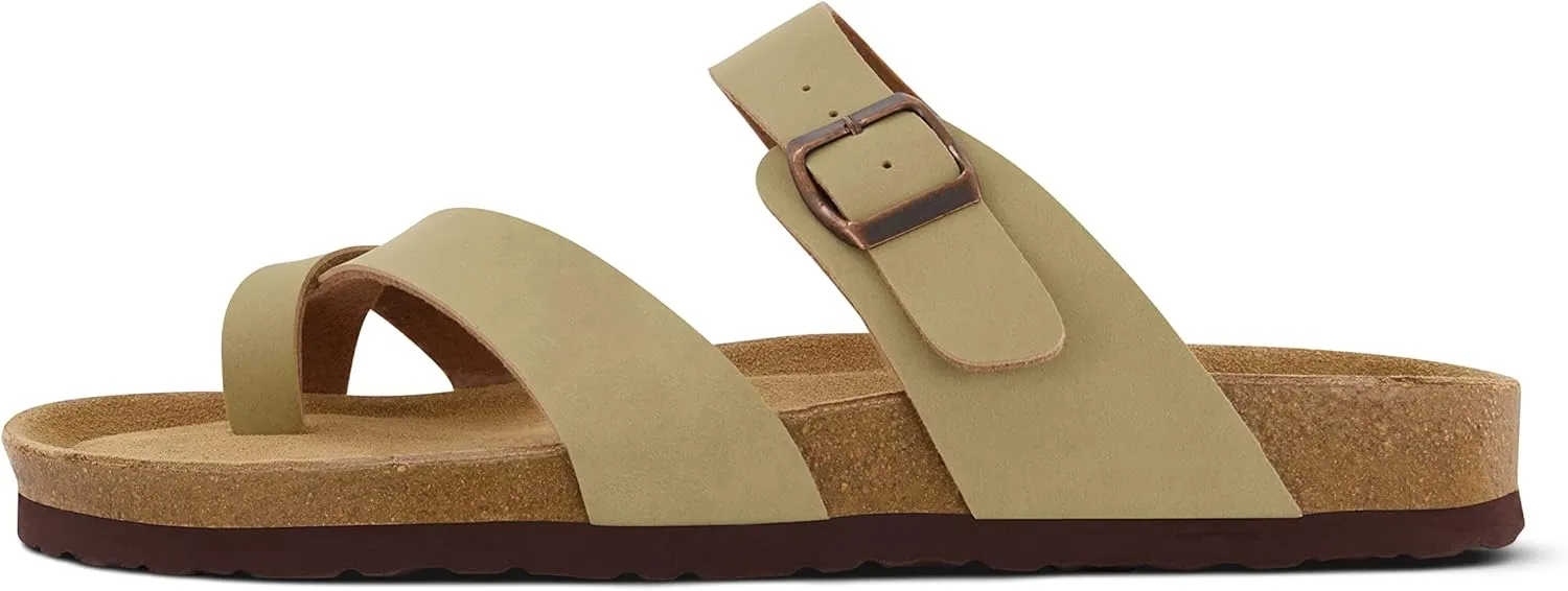 CUSHIONAIRE Men's Luna-M Cork footbed Sandal with  Comfort