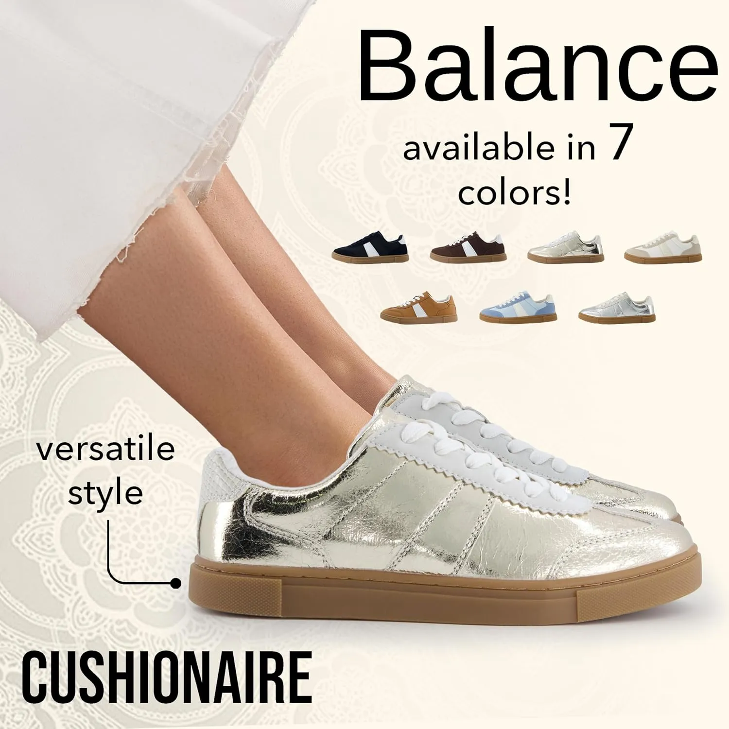 CUSHIONAIRE Women's Balance Lace Up Sneaker  Comfort Foam, Wide Widths Available