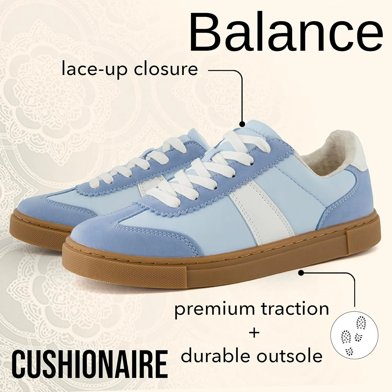 CUSHIONAIRE Women's Balance Lace Up Sneaker  Comfort Foam, Wide Widths Available