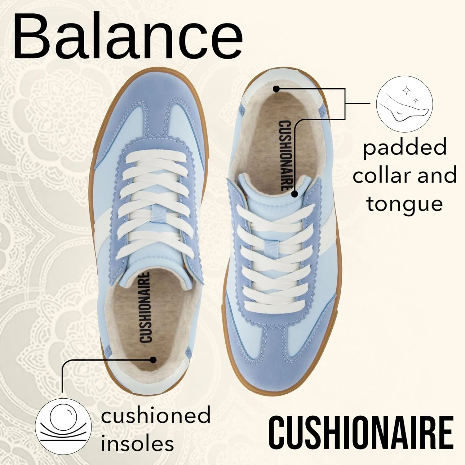 CUSHIONAIRE Women's Balance Lace Up Sneaker  Comfort Foam, Wide Widths Available