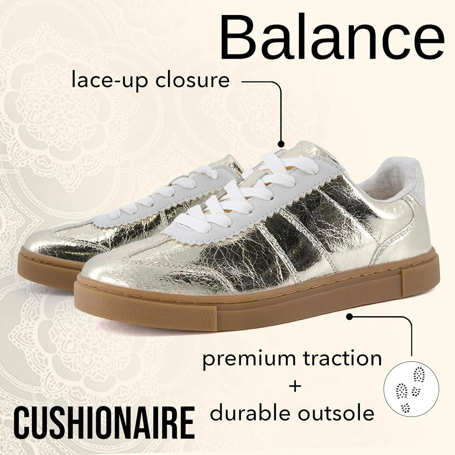 CUSHIONAIRE Women's Balance Lace Up Sneaker  Comfort Foam, Wide Widths Available