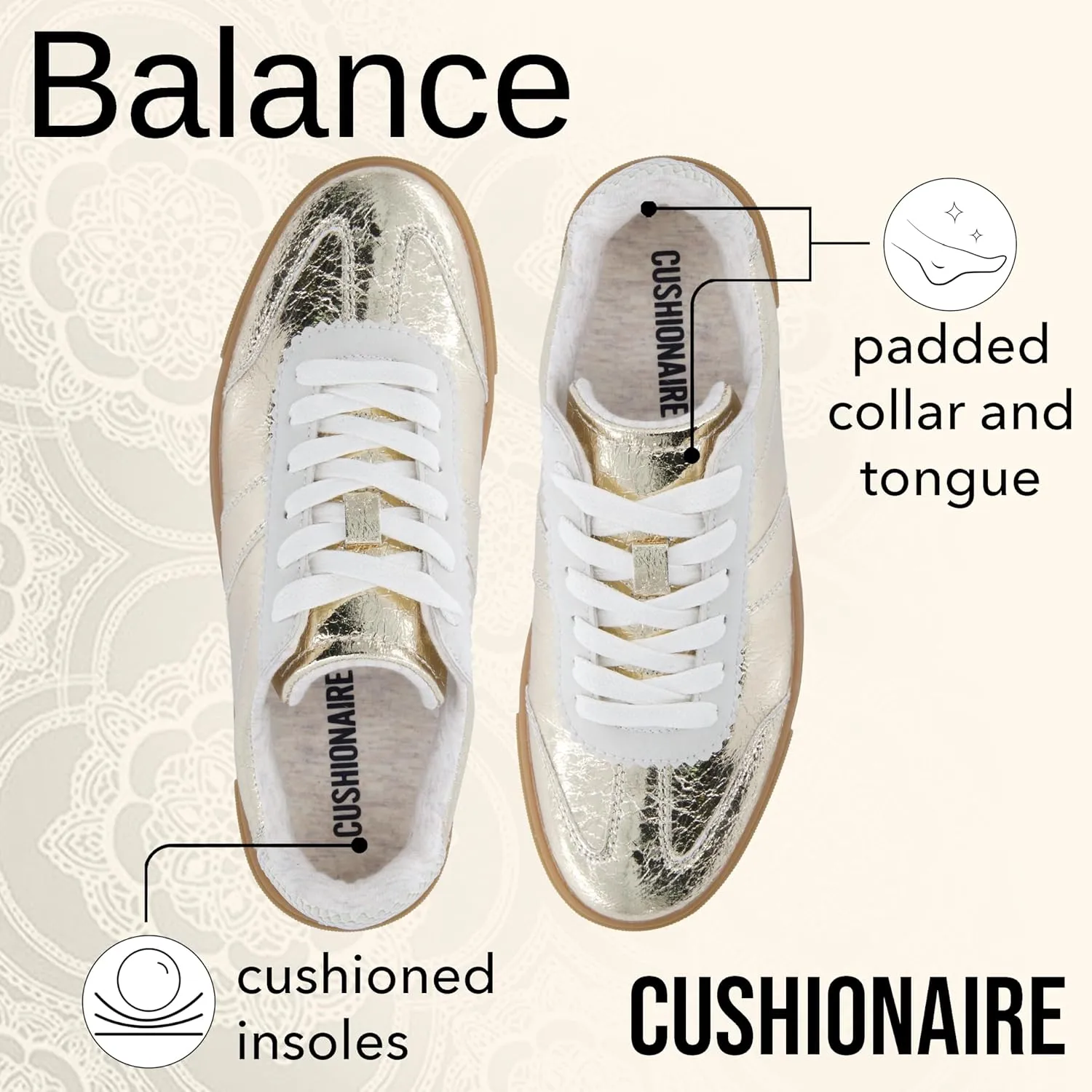 CUSHIONAIRE Women's Balance Lace Up Sneaker  Comfort Foam, Wide Widths Available
