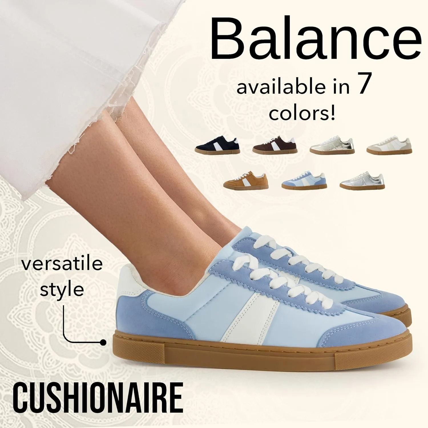CUSHIONAIRE Women's Balance Lace Up Sneaker  Comfort Foam, Wide Widths Available