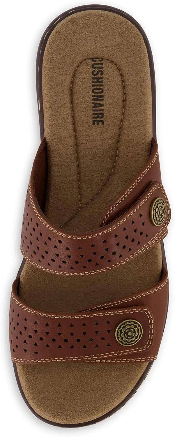 CUSHIONAIRE Women's Betsy comfort footbed slide Sandal with adjustable straps and  Comfort