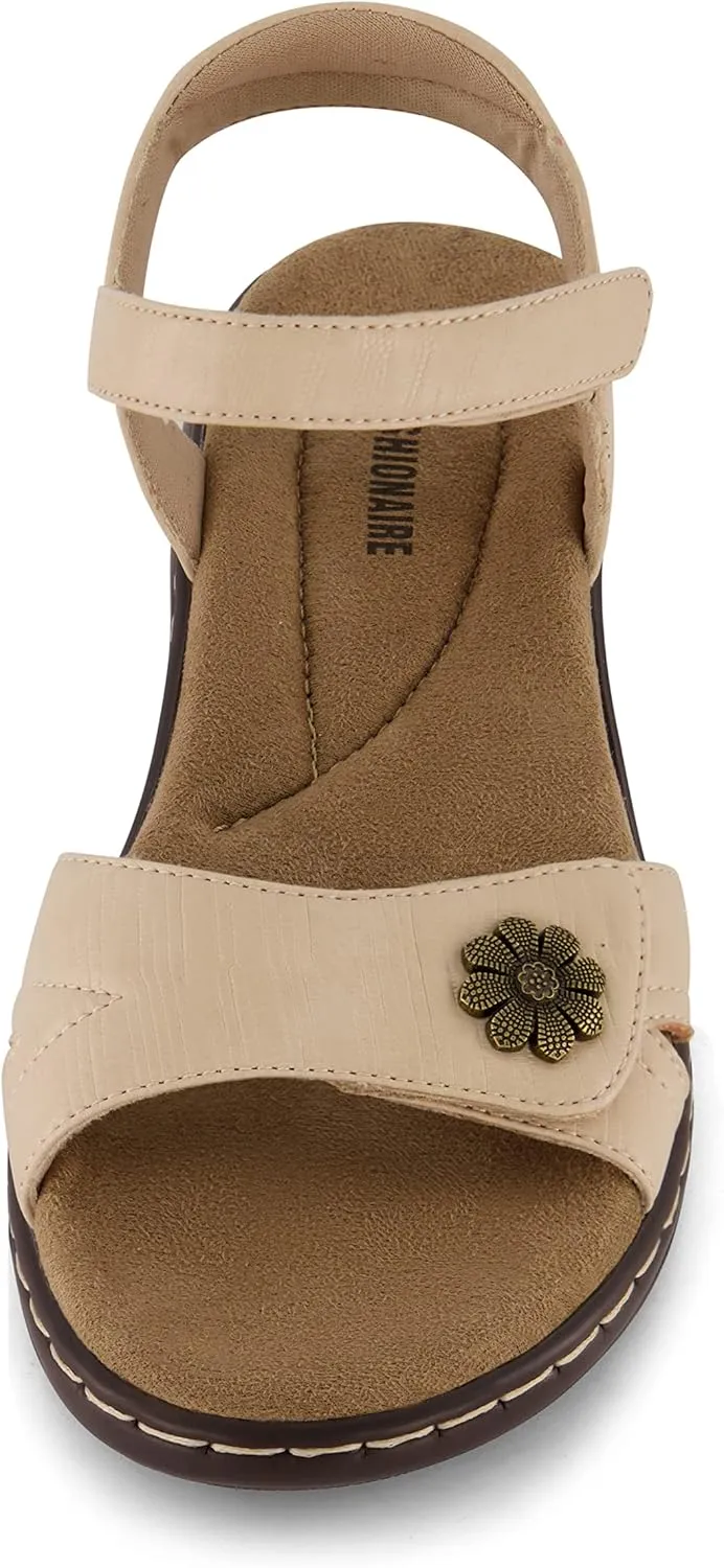 CUSHIONAIRE Women's Bloom comfort sandal with  Comfort Foam and Wide Widths Available