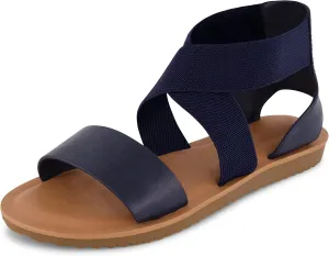 CUSHIONAIRE Women's Chancy stretch gore sandal  Memory Foam and Wide Widths Available
