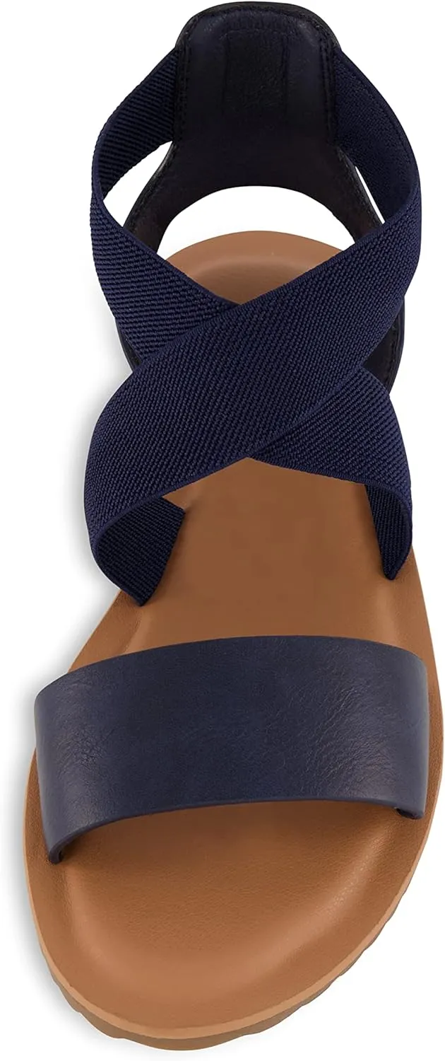CUSHIONAIRE Women's Chancy stretch gore sandal  Memory Foam and Wide Widths Available