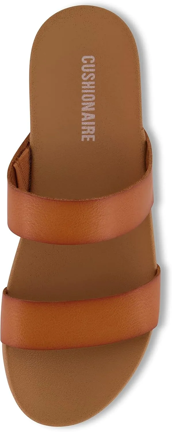 CUSHIONAIRE Women's Josie 2 band slide footbed sandal  Comfort Foam