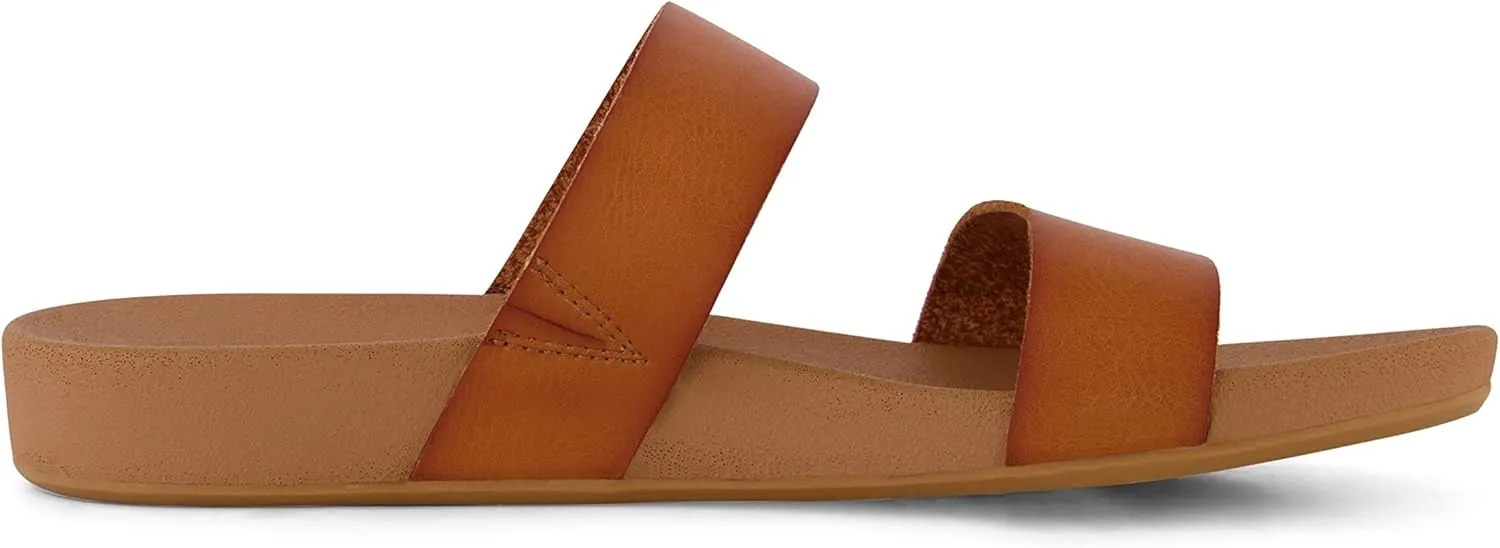 CUSHIONAIRE Women's Josie 2 band slide footbed sandal  Comfort Foam