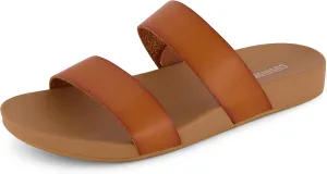 CUSHIONAIRE Women's Josie 2 band slide footbed sandal  Comfort Foam