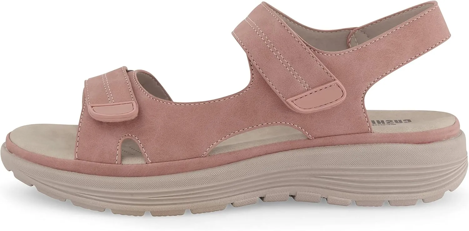 CUSHIONAIRE Women's Magee comfort footbed outdoor sandal with adjustable strap and  Memory Foam, Wide Widths Available