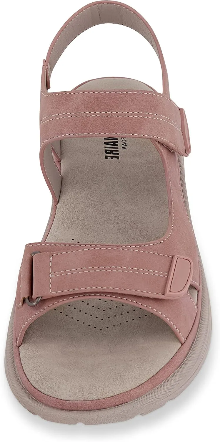 CUSHIONAIRE Women's Magee comfort footbed outdoor sandal with adjustable strap and  Memory Foam, Wide Widths Available