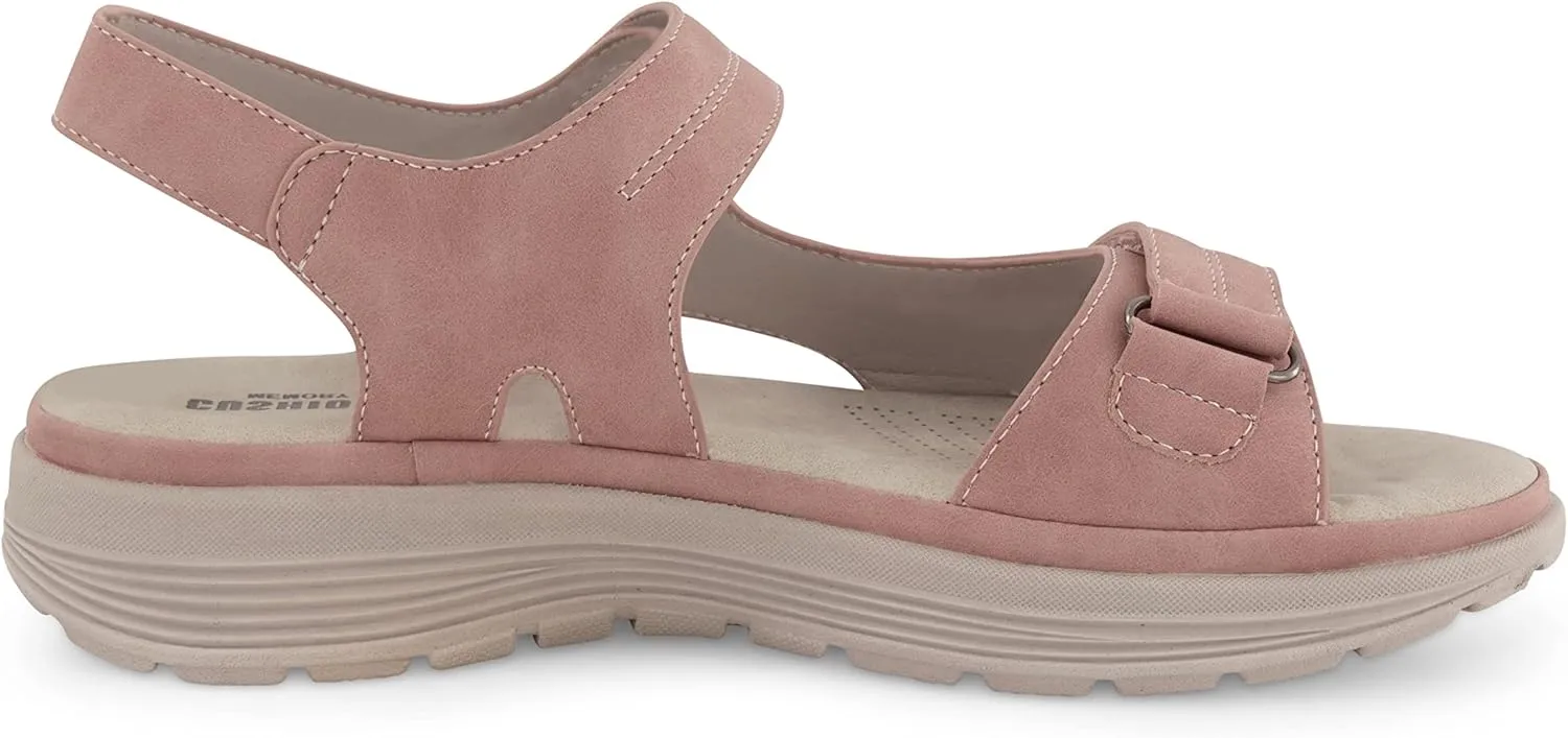 CUSHIONAIRE Women's Magee comfort footbed outdoor sandal with adjustable strap and  Memory Foam, Wide Widths Available