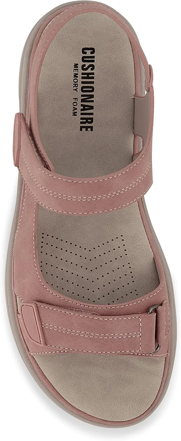 CUSHIONAIRE Women's Magee comfort footbed outdoor sandal with adjustable strap and  Memory Foam, Wide Widths Available