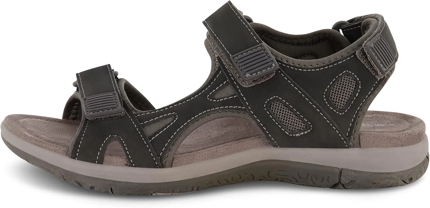 CUSHIONAIRE Women's Pace comfort footbed outdoor sandal with adjustable straps and  Memory Foam, Wide Widths Available