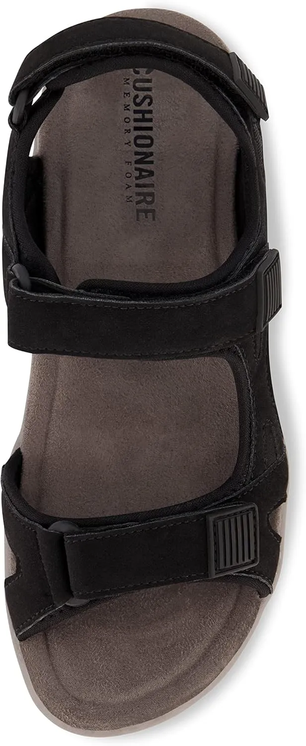 CUSHIONAIRE Women's Pace comfort footbed outdoor sandal with adjustable straps and  Memory Foam, Wide Widths Available