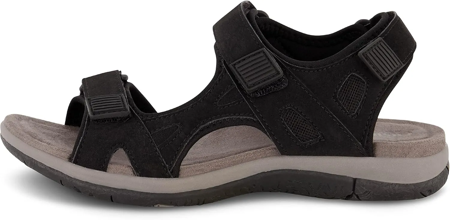 CUSHIONAIRE Women's Pace comfort footbed outdoor sandal with adjustable straps and  Memory Foam, Wide Widths Available