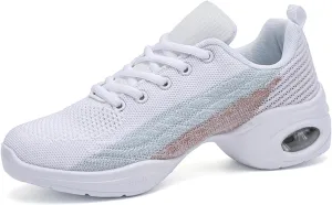 Dance Shoes for Women Jazz Shoes Split Sole Dance Sneakers Lace-up Air Cushion Jazz Sneakers Breathable Modern Dance Shoes Platform Walking Dance Shoe
