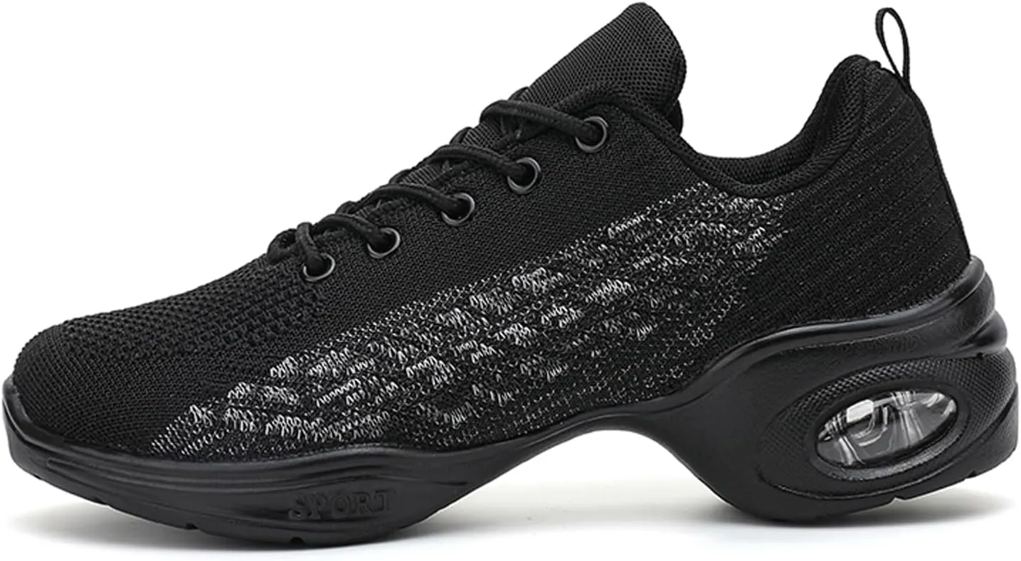 Dance Shoes for Women Jazz Shoes Split Sole Dance Sneakers Lace-up Air Cushion Jazz Sneakers Breathable Modern Dance Shoes Platform Walking Dance Shoe