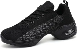 Dance Shoes for Women Jazz Shoes Split Sole Dance Sneakers Lace-up Air Cushion Jazz Sneakers Breathable Modern Dance Shoes Platform Walking Dance Shoe