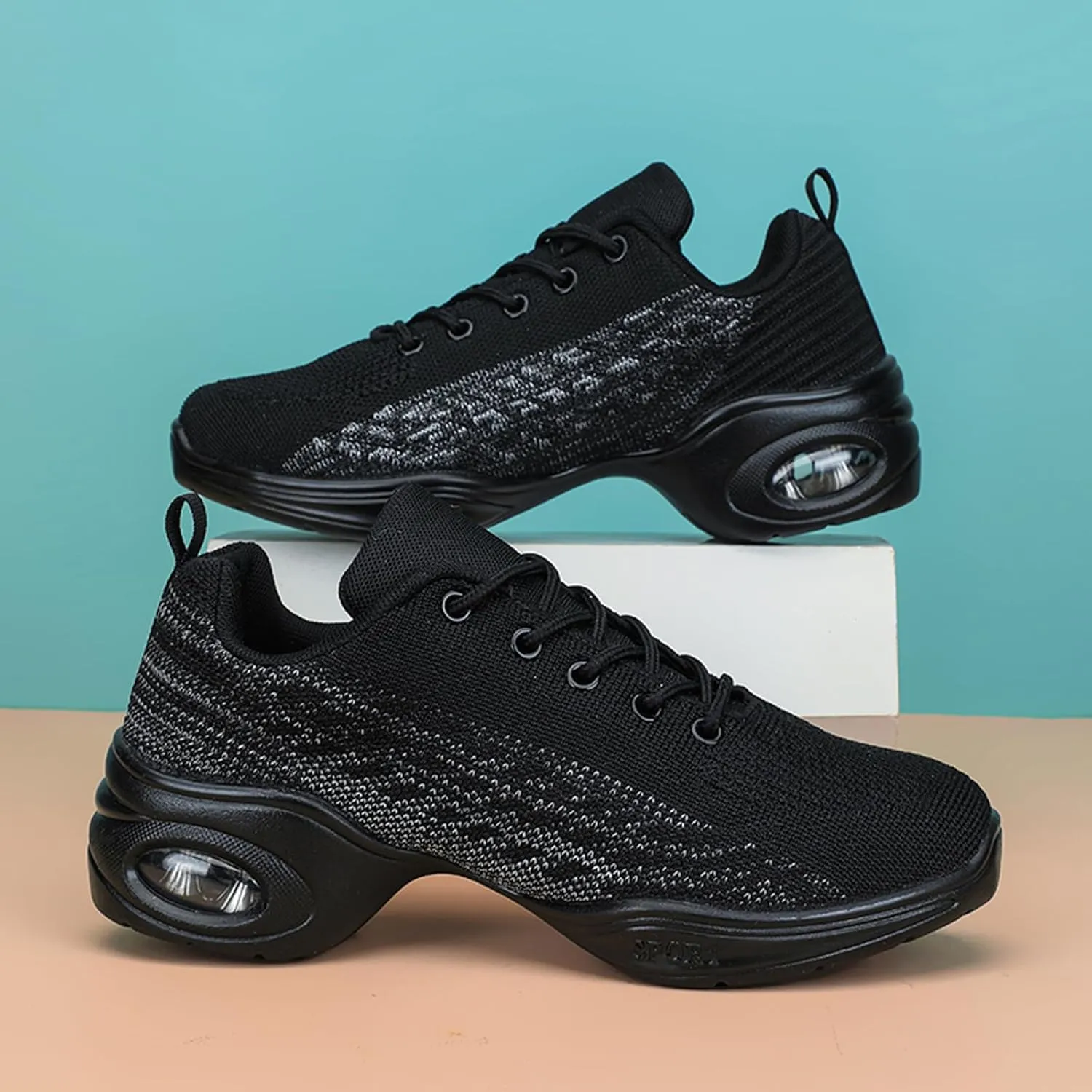 Dance Shoes for Women Jazz Shoes Split Sole Dance Sneakers Lace-up Air Cushion Jazz Sneakers Breathable Modern Dance Shoes Platform Walking Dance Shoe