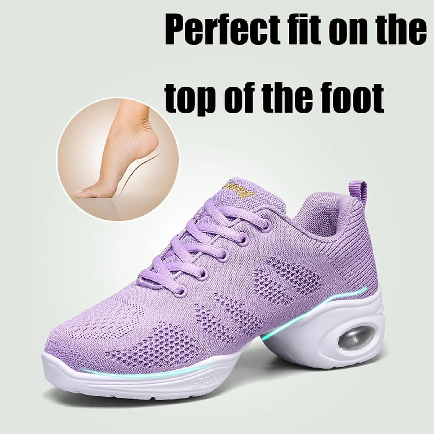 Dance Shoes for Women Jazz Shoes Split Sole Dance Sneakers Lace-up Air Cushion Jazz Sneakers Breathable Modern Dance Shoes Platform Walking Dance Shoe