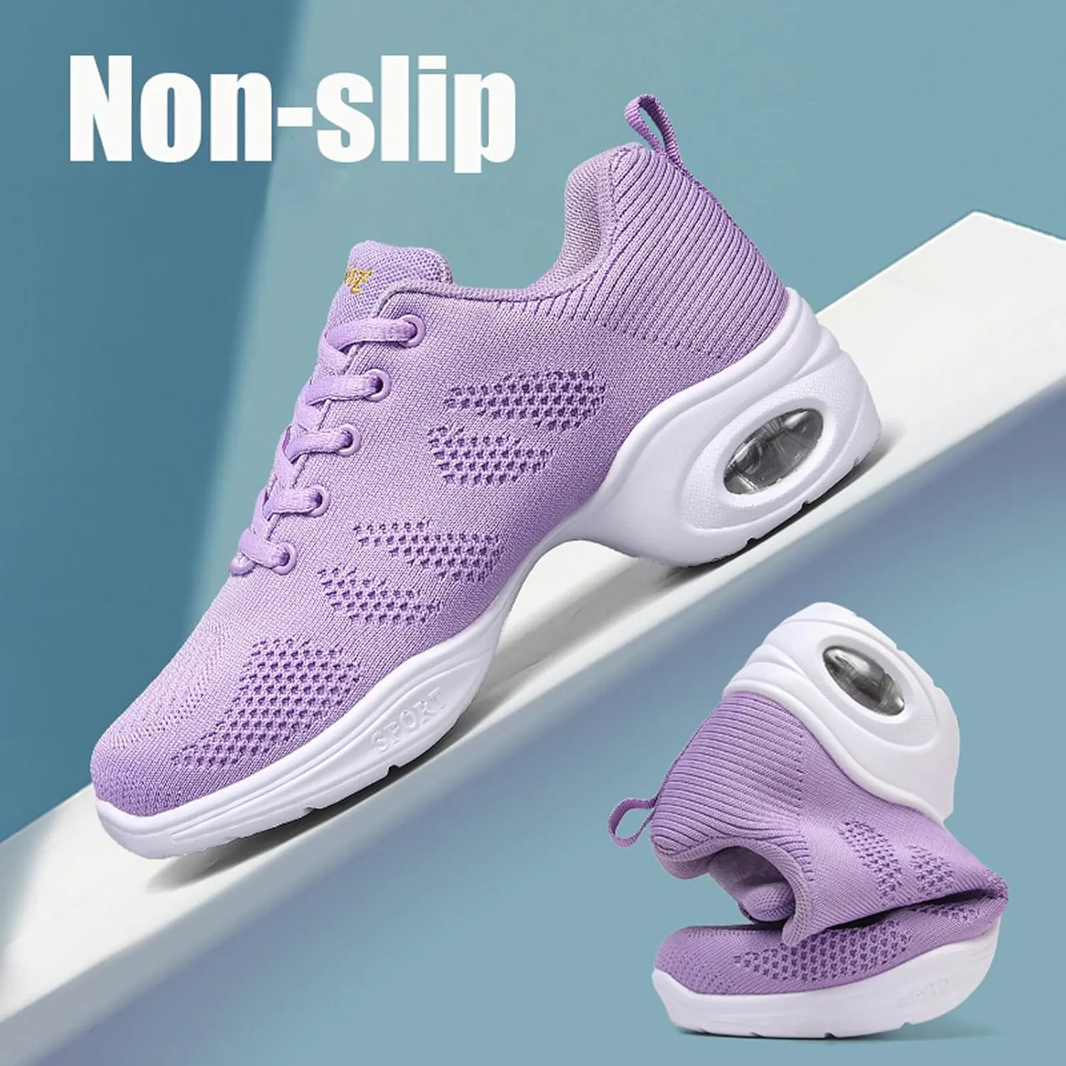 Dance Shoes for Women Jazz Shoes Split Sole Dance Sneakers Lace-up Air Cushion Jazz Sneakers Breathable Modern Dance Shoes Platform Walking Dance Shoe