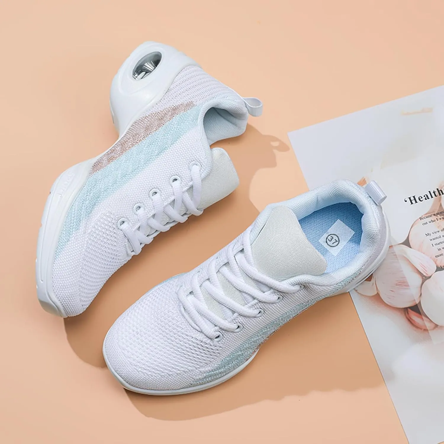 Dance Shoes for Women Jazz Shoes Split Sole Dance Sneakers Lace-up Air Cushion Jazz Sneakers Breathable Modern Dance Shoes Platform Walking Dance Shoe