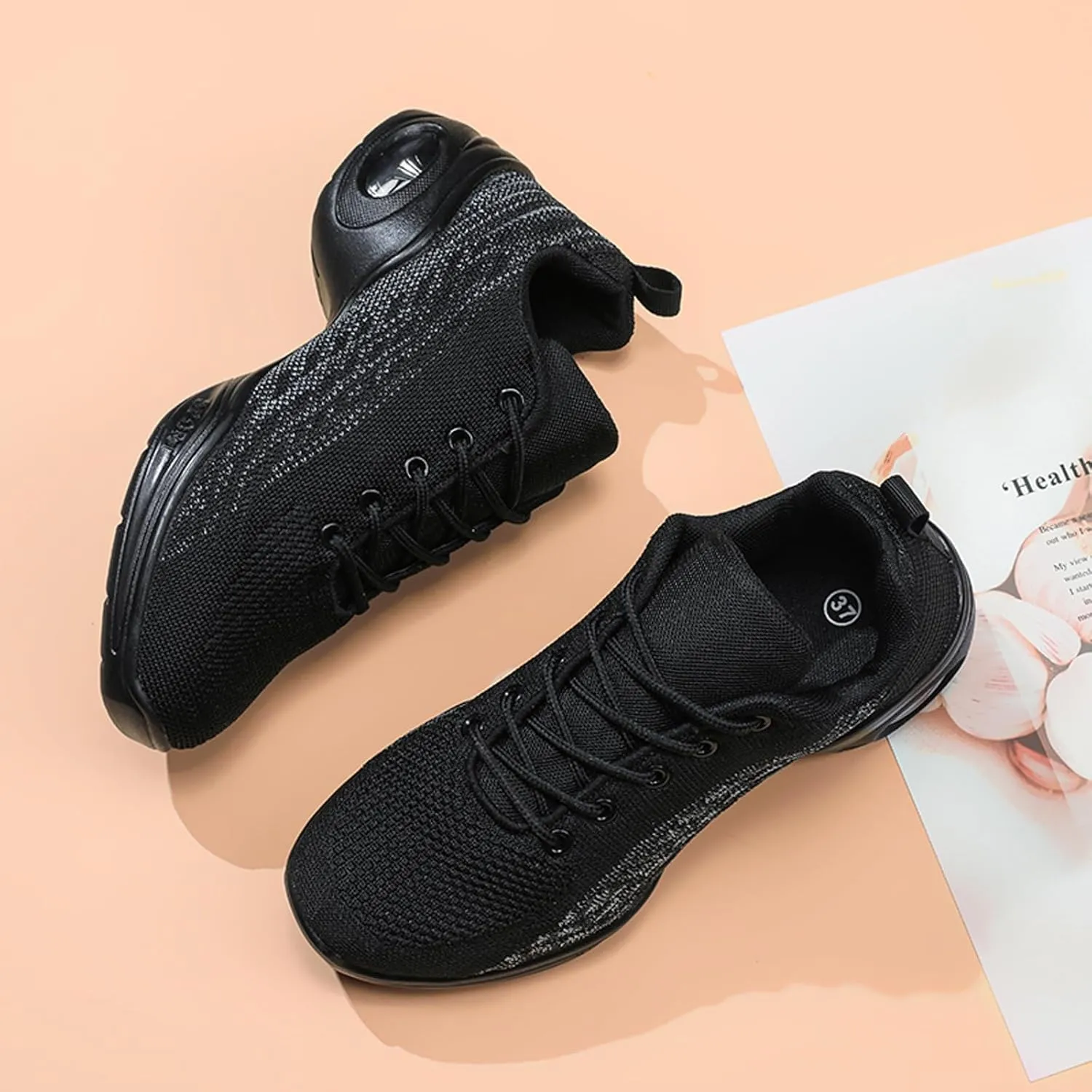 Dance Shoes for Women Jazz Shoes Split Sole Dance Sneakers Lace-up Air Cushion Jazz Sneakers Breathable Modern Dance Shoes Platform Walking Dance Shoe