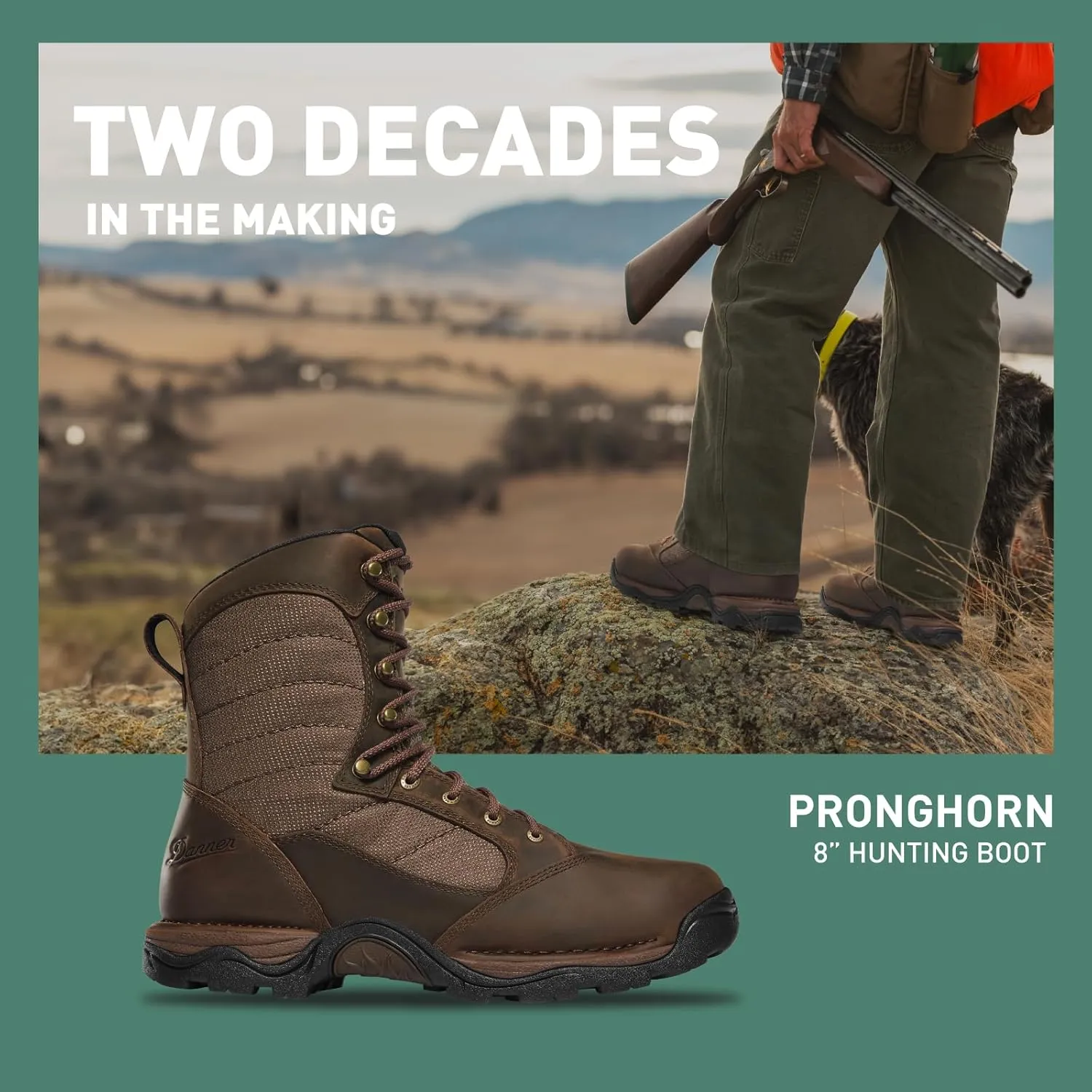Danner Pronghorn 8” Hunting Boots for Men - Waterproof Gore-Tex and Full-Grain Leather, Cushion Midsole, Torsion Shank, and Vibram Traction Outsole