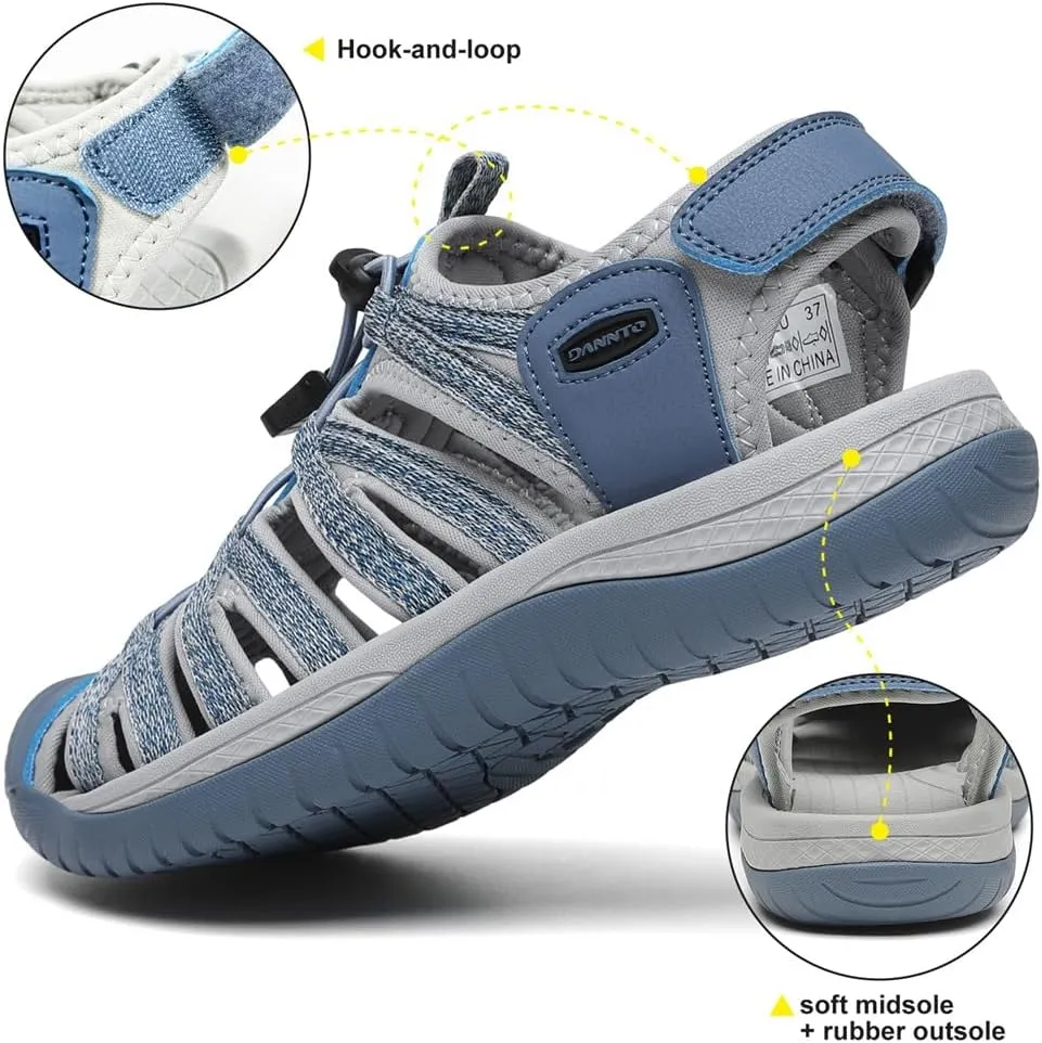 Dannto Women's Closed Toe Hiking Sandals Walking Water Sandal Comfort Athletic Sport Outdoor Sandals