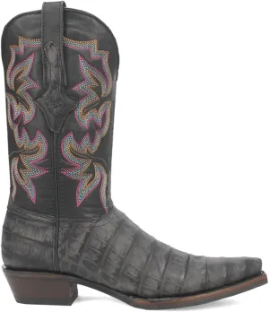 Dingo Mens Gator Embroidered Alligator Print Snip Toe Casual Boots Mid Calf - Black - Size 12 W