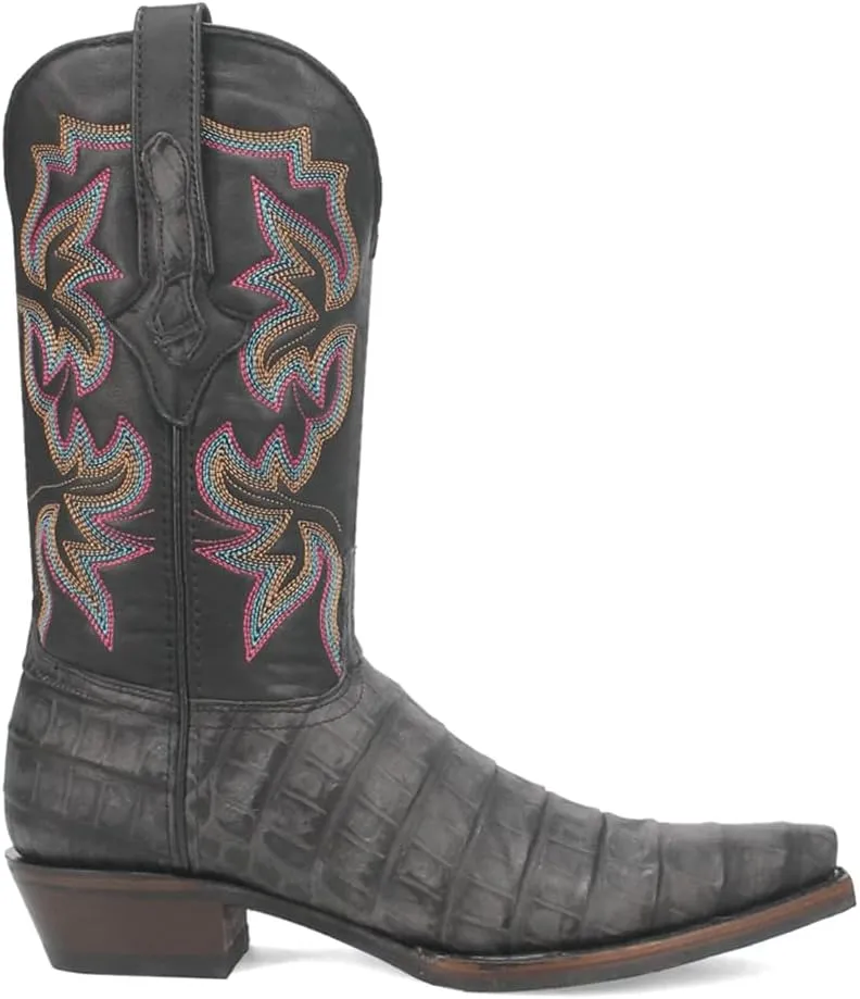 Dingo Mens Gator Embroidered Alligator Print Snip Toe Casual Boots Mid Calf - Black - Size 12 W