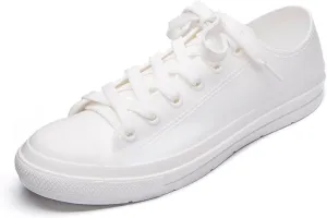 DKSUKO Women's Rain Boots Waterproof High Top Rain Shoes with Lace Up Anti-Slip Garden Shoes