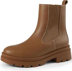 Dodow Womens Chelsea Boots Chunky Heel High Elastic Slip On Ankle Booties