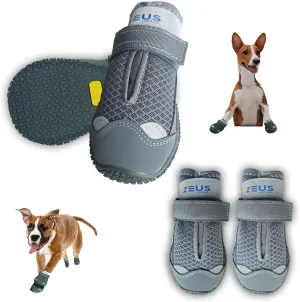 Dog Boots Breathable Shoes for Medium Dogs, Anti-Slip Sole Dog Booties Waterproof Booties Paw Protector for Hiking Hot Pavement Winter Snow 4 Packs (Army Grey, Size 7)