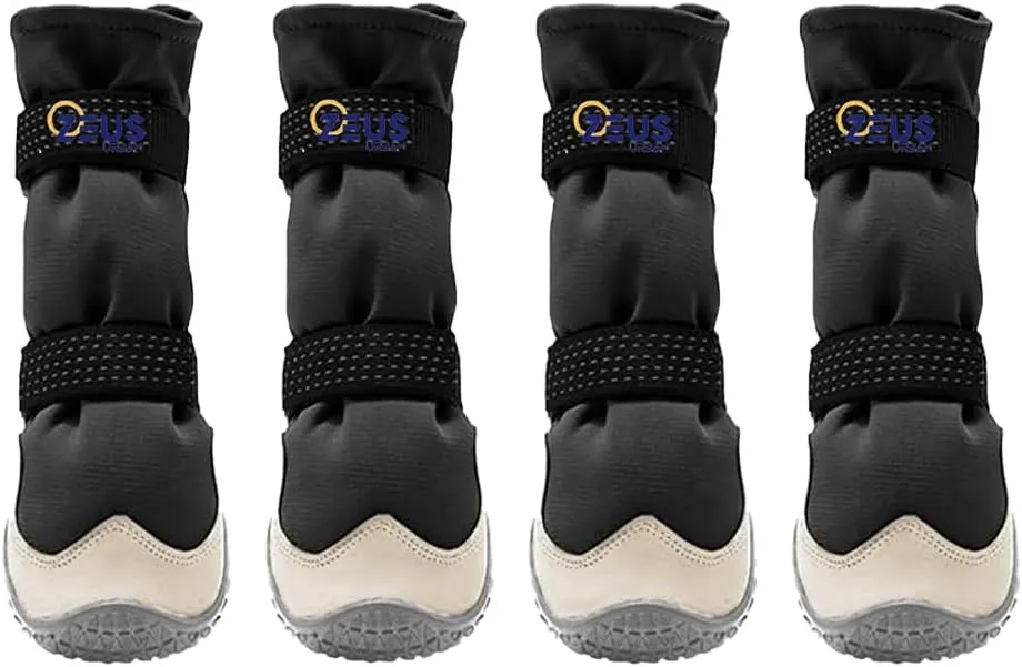Dog Boots Breathable Shoes for Medium Dogs, Anti-Slip Sole Dog Booties Waterproof Booties Paw Protector for Hiking Hot Pavement Winter Snow 4 Packs (Black Long, Size 3)