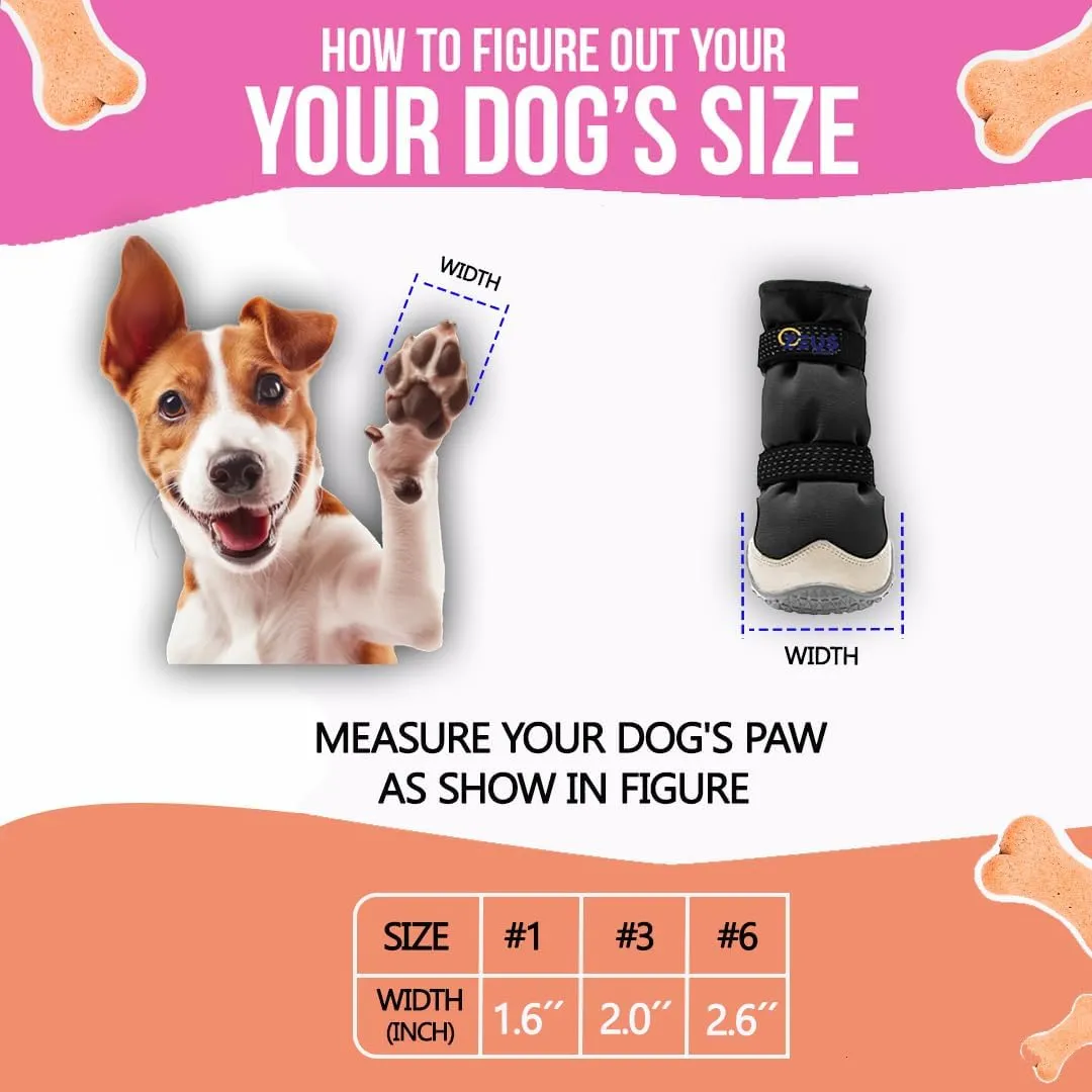 Dog Boots Breathable Shoes for Medium Dogs, Anti-Slip Sole Dog Booties Waterproof Booties Paw Protector for Hiking Hot Pavement Winter Snow 4 Packs (Black Long, Size 3)
