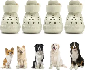 Dog Shoes for Hot Pavement - Breathable Dog Sandals with Non Slip Soles & Reflective Straps, Easy ON & Off, Easy-Clean Summer Outdoor Pet Boots for Small Medium Large Dogs, Beige, 3