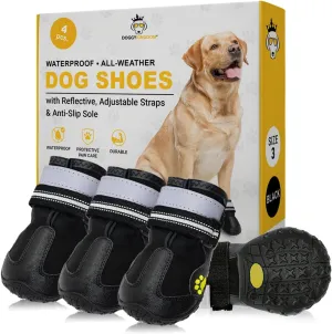Dog Shoes for Large Dogs for Snow, Waterproof Dog Boots for Winter, Dog Booties with Reflective Rugged Anti-Slip Sole and Skid-Proof, Outdoor Dog Shoes for Medium Small Dogs - Size 3