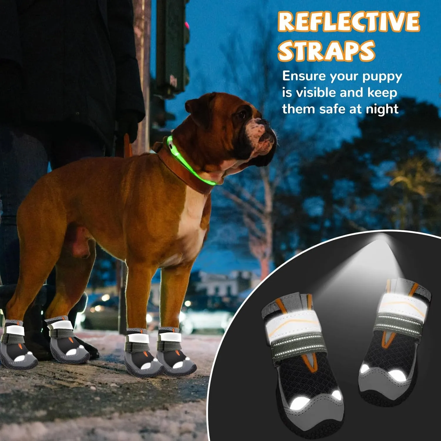 Dog Shoes for Large Small Medium Dogs, Breathable Dog Boots for Summer Hot Pavement, Anti-Slip Dog Booties Paw Protector with Reflective Strips for Outdoor Walking Hiking, Hardwood Floors Size 3