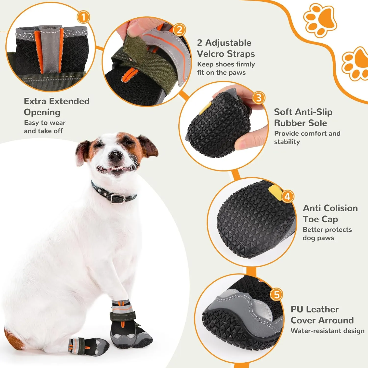 Dog Shoes for Large Small Medium Dogs, Breathable Dog Boots for Summer Hot Pavement, Anti-Slip Dog Booties Paw Protector with Reflective Strips for Outdoor Walking Hiking, Hardwood Floors Size 3