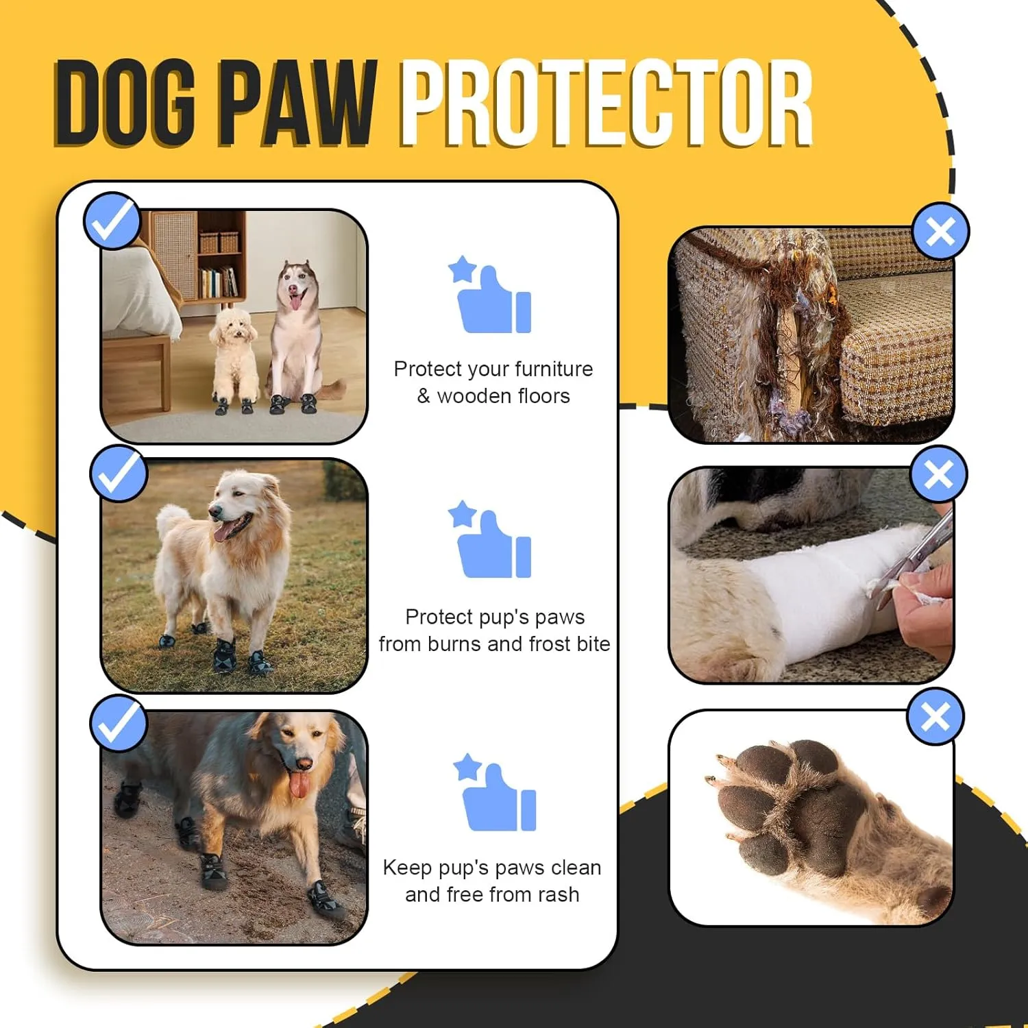 Dog Shoes for Large Small Medium Size Dogs, Waterproof Anti Slip Dog Boots&Paw Protectors for Outdoor Summer Hot Pavement Winter Snow, Breathable Dog Booties for Walking Hiking Hardwood Floor