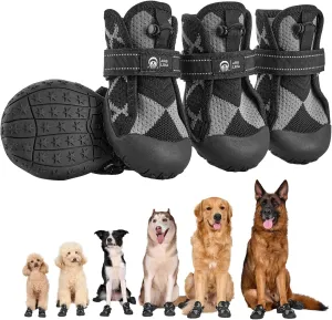 Dog Shoes for Large Small Medium Size Dogs, Waterproof Anti Slip Dog Boots&Paw Protectors for Outdoor Summer Hot Pavement Winter Snow, Breathable Dog Booties for Walking Hiking Hardwood Floor