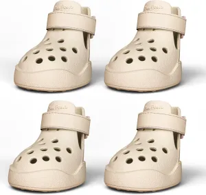 Dog Shoes: Non-Slip Waterproof Sandals for Hot Pavement & Winter, Breathable Perforated Boots, Large/Medium/Small Sizes, Ideal Paw Protector, Outdoor Clog Booties (Beige, Size 7: (2.87’’x2.4’’)(L*W))