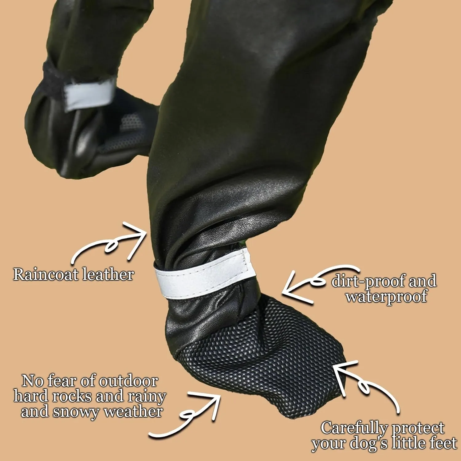 Dog Suspender Booties, Dog Paw Boot Leggings, Anti-Slip Dog Snow Pants with Attached Boots, Waterproof Adjustable Suspender Boots for Dogs, Winter Snow Rain Hiking Paws Protector Dog Boots (XS)