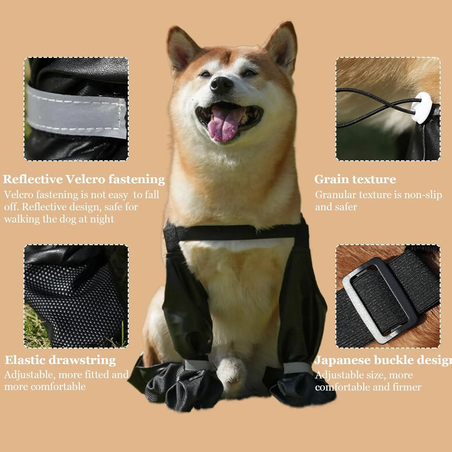 Dog Suspender Booties, Dog Paw Boot Leggings, Anti-Slip Dog Snow Pants with Attached Boots, Waterproof Adjustable Suspender Boots for Dogs, Winter Snow Rain Hiking Paws Protector Dog Boots (XS)